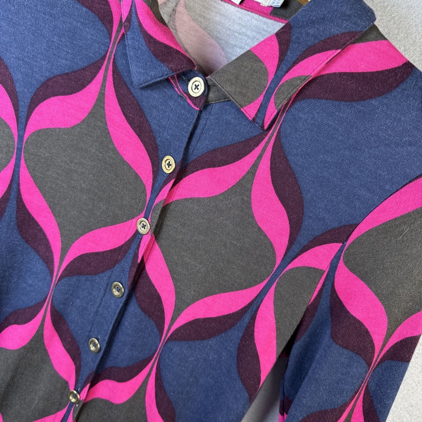 Boden Carnaby Geometric Ogee Viscose Jersey Long Sleeve Shirt Dress Belted US 6R