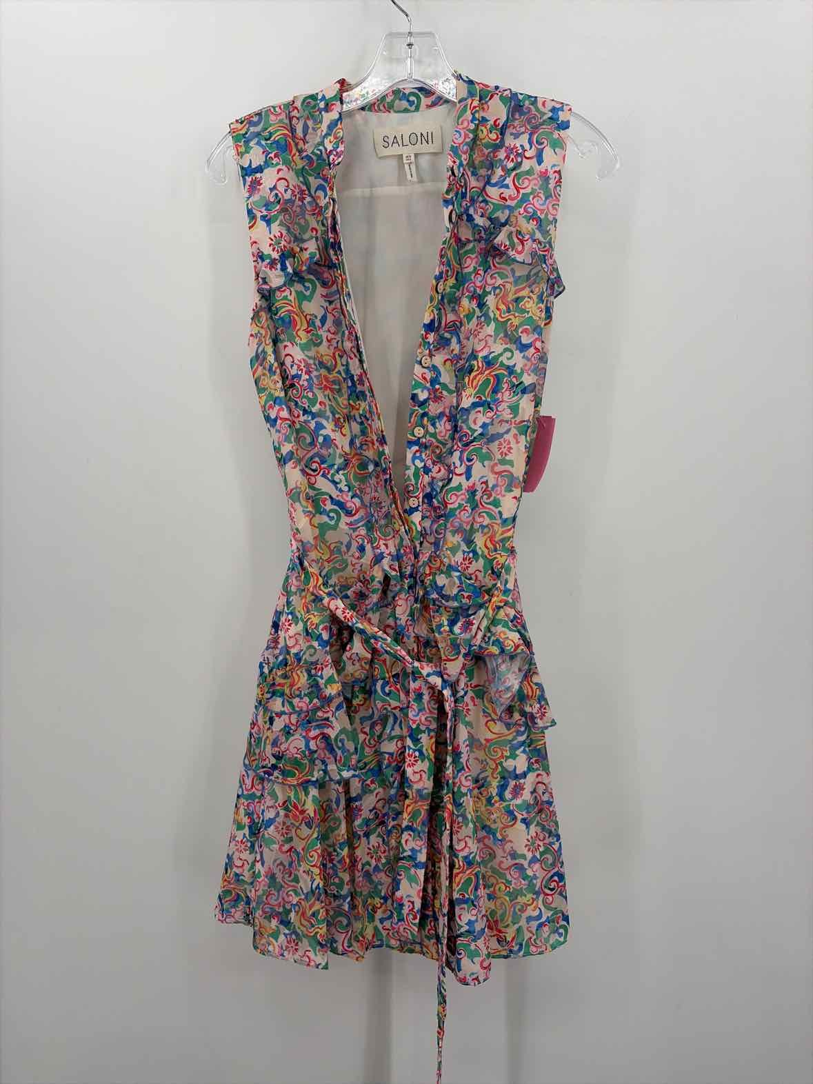 Pre-Owned Saloni Green Size 4 Knee Length Sleeveless Dress