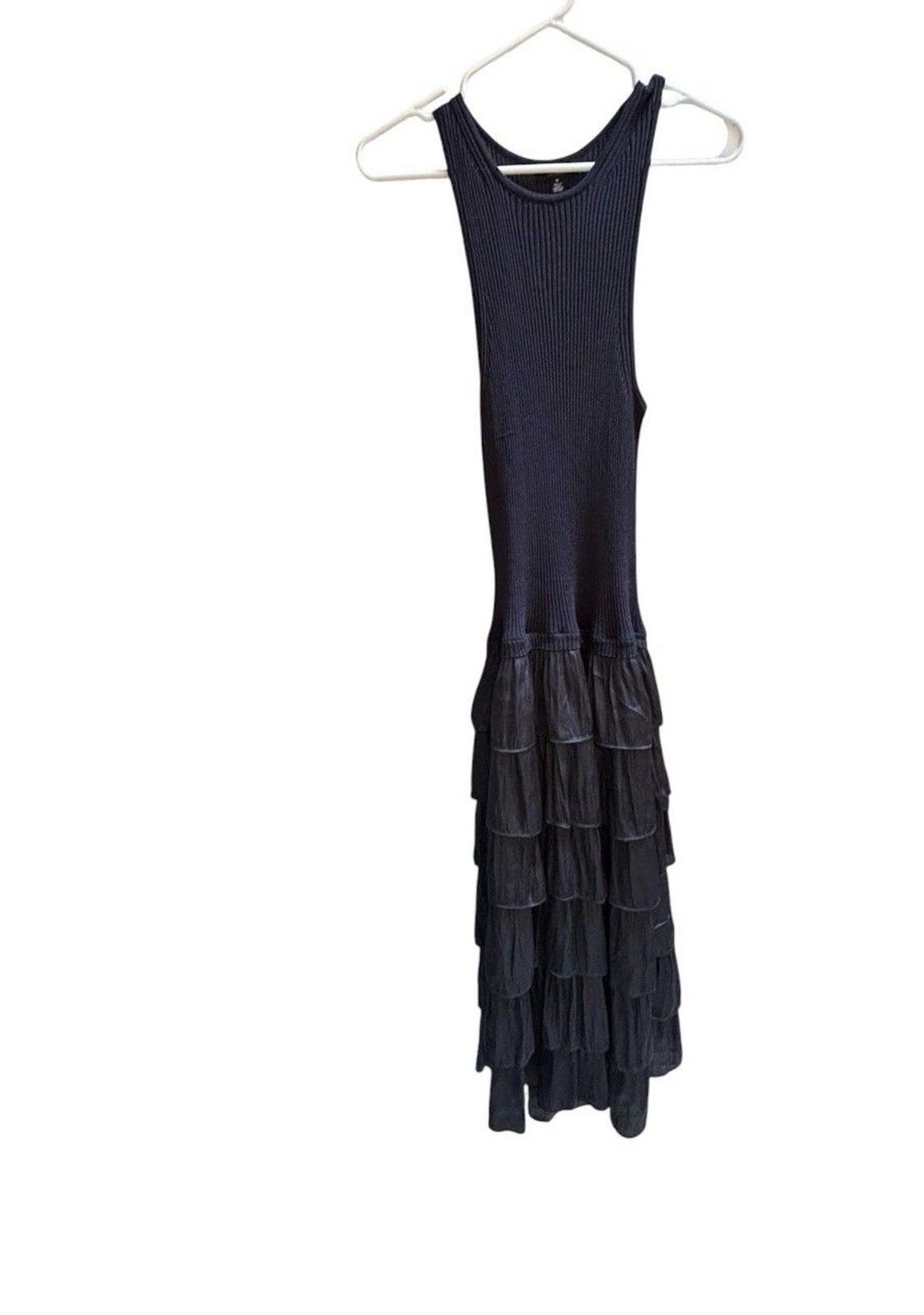 Anthropologie Current Air Charcoal Tiered Midi Boho Dress in Size M