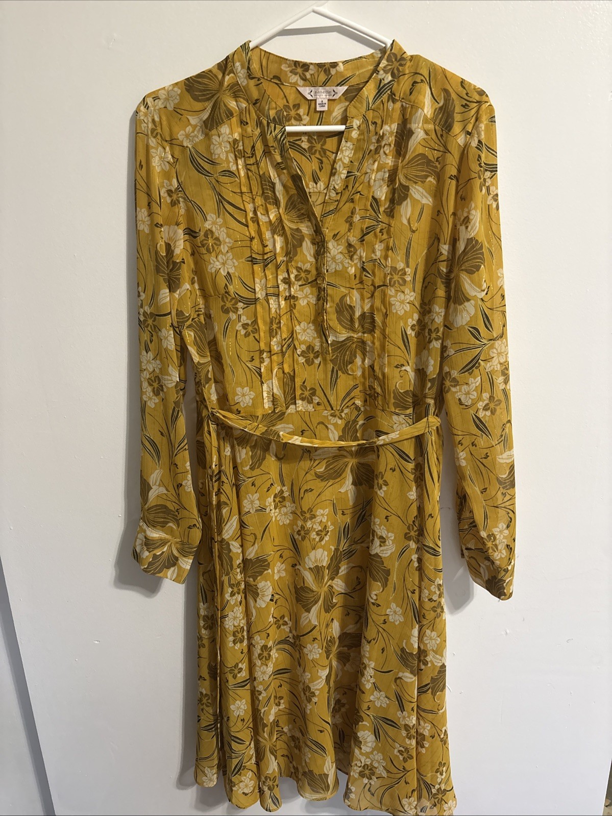 Nanette Lepore EUC Dress Size 8 Yellow Sheer Floral