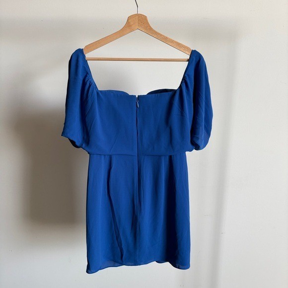$348 NWT BCBGMaxAzria Drape Detail Mini Dress in Larkspur Blue Sz 4