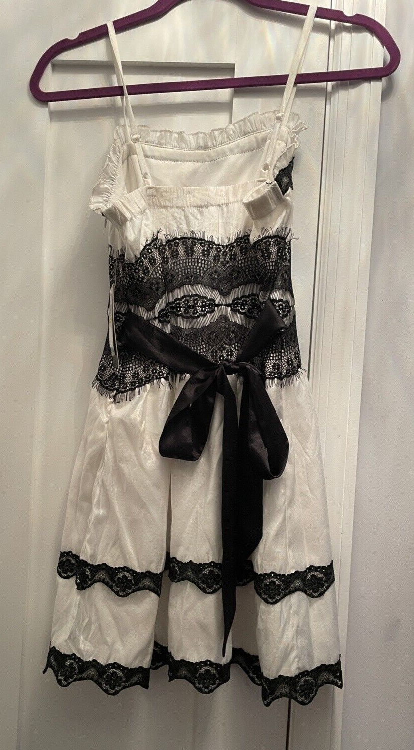 SUMMERS COMING! NWT Grass Collection White/Black Strappy Dress Jr Sz M $59 Ret