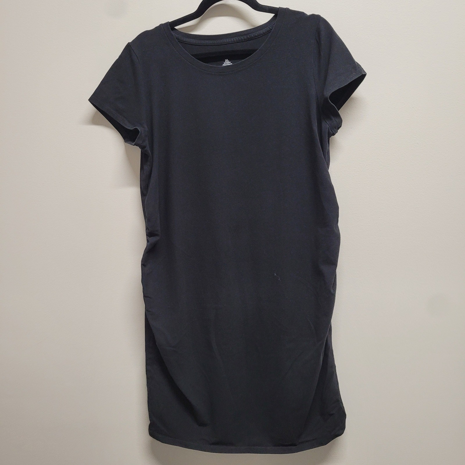 Sonoma Goods Black Maternity Ruched Short Sleeve Dress T-Shirt XL Cotton Blend
