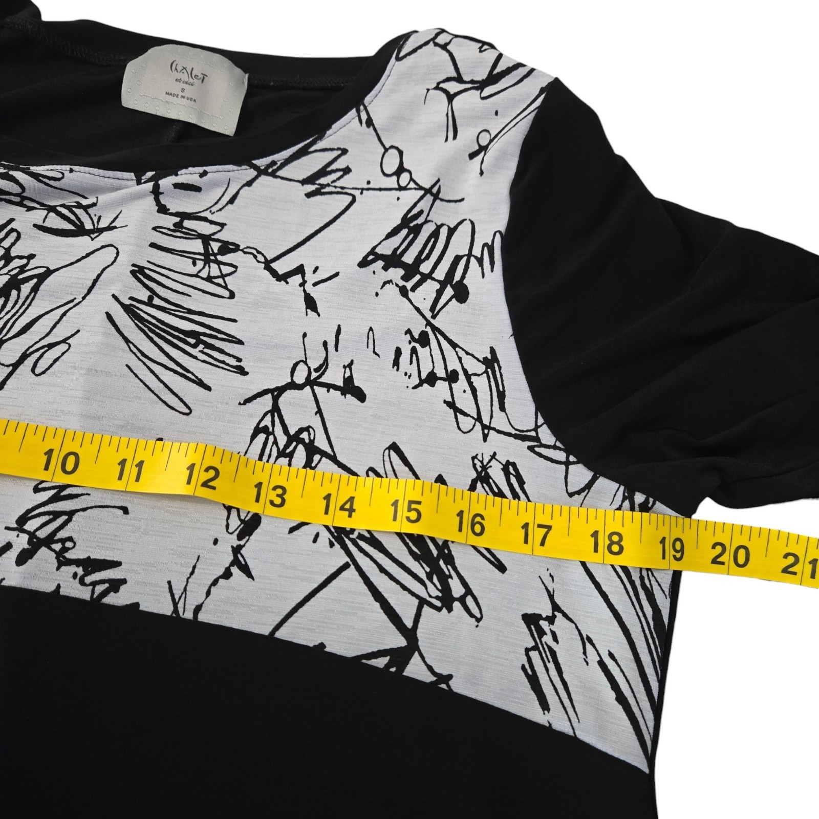 Chalet et Ceci Black White Dress Size S Abstract Asymmetrical Artsy Lagenlook