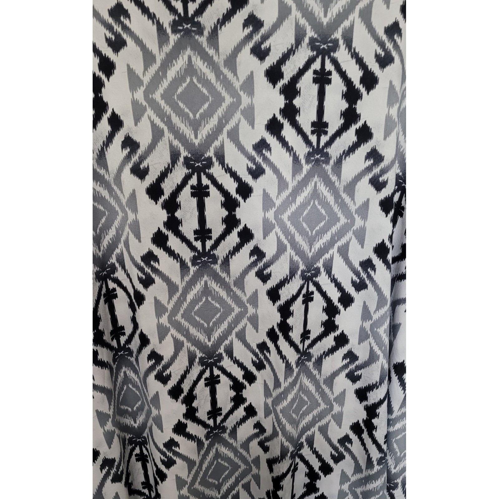 Unbranded Geometric Ikat Shift Dress Womens 1XL Black Grey Boho Scoop Neck