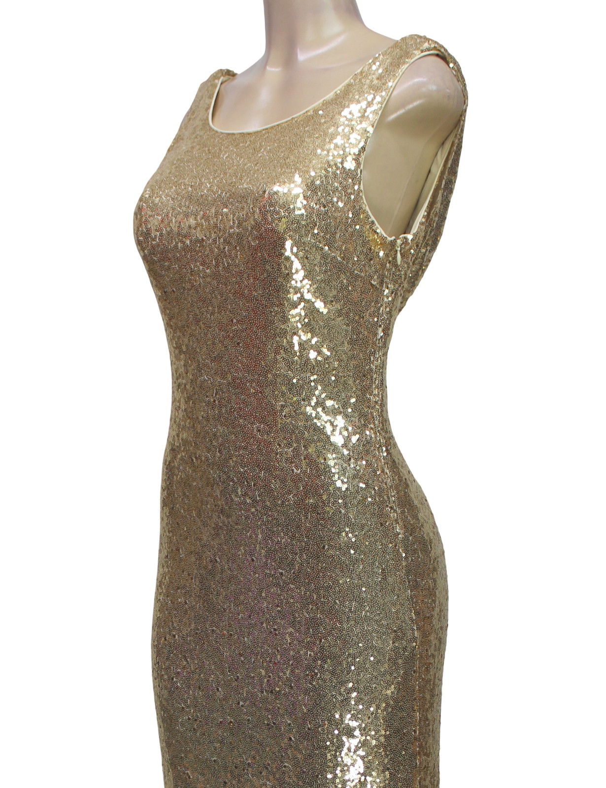 Ever Pretty Back Cowl Neck Dress Cocktail Party Sequin Sleeveless Gold Size 10