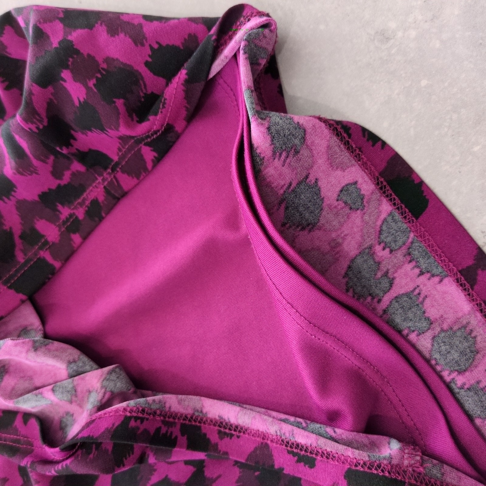 Precis Size 10 Purple Leopard Print Faux Wrap Dress 3/4 Sleeve
