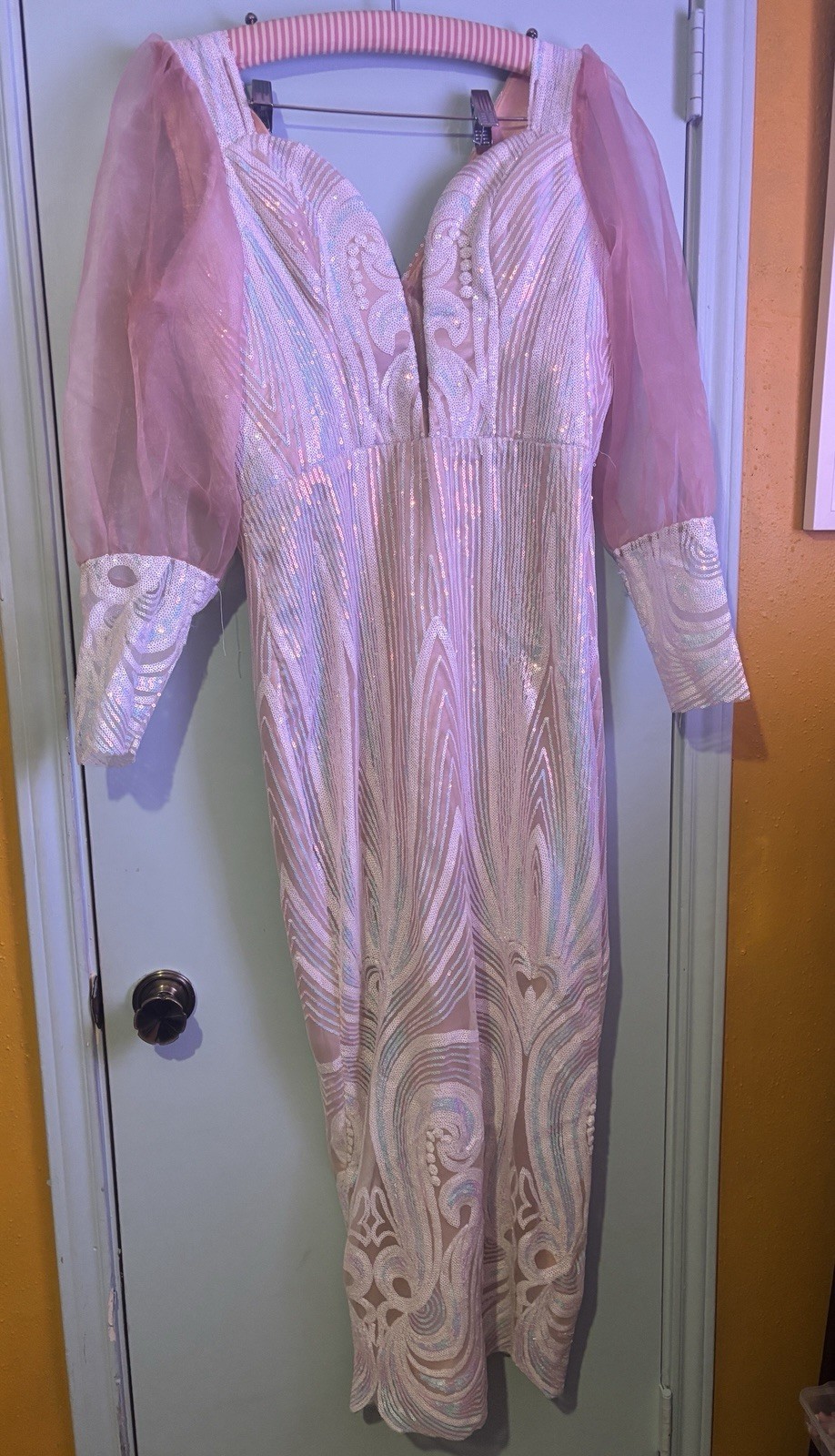 Custom Fairy Core Puff Sleeve Iridescent Mermaid Barbie Core Dress Gown 8 OOAK