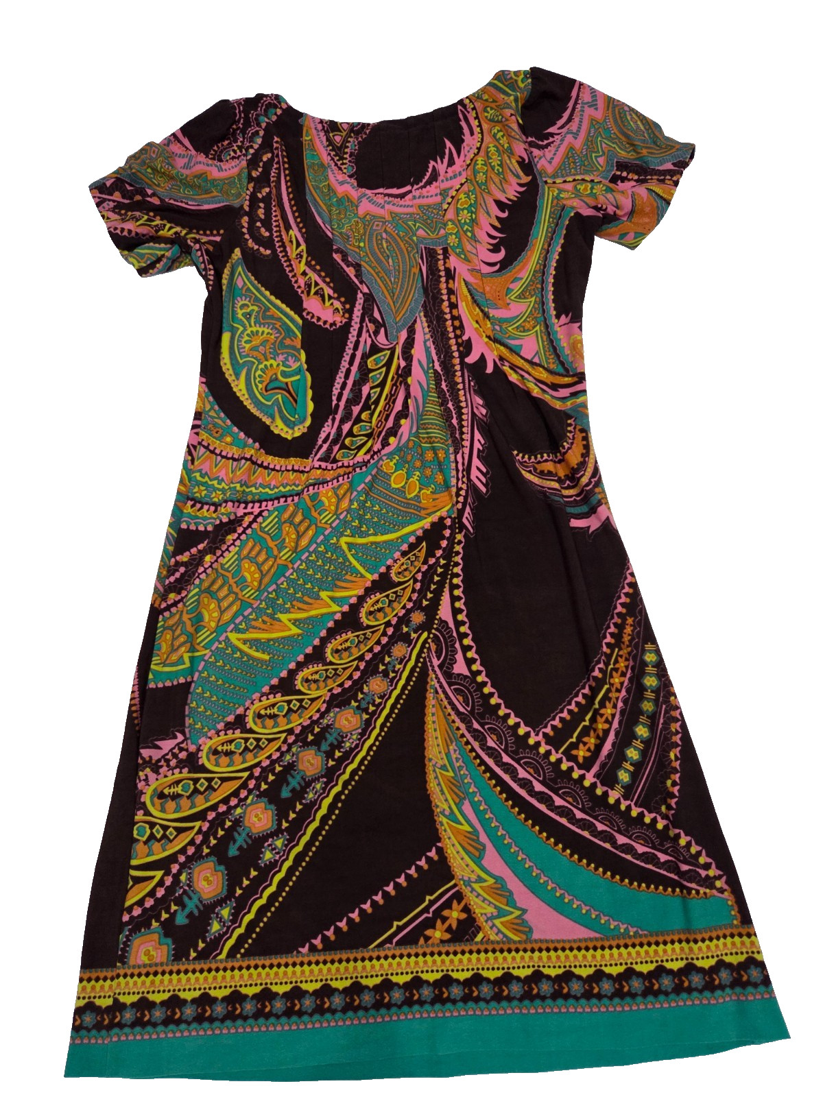 Beige by eci Dress Women’s Pink Green Vintage Style Retro Shift Sz 8