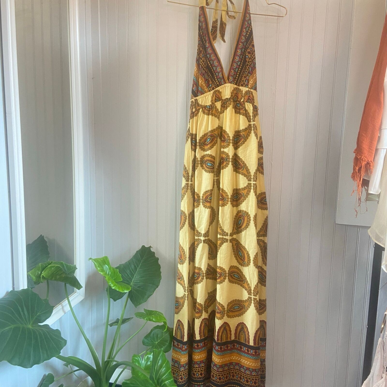 Forever 21 Boho Halter Maxi Dress with Paisley Print