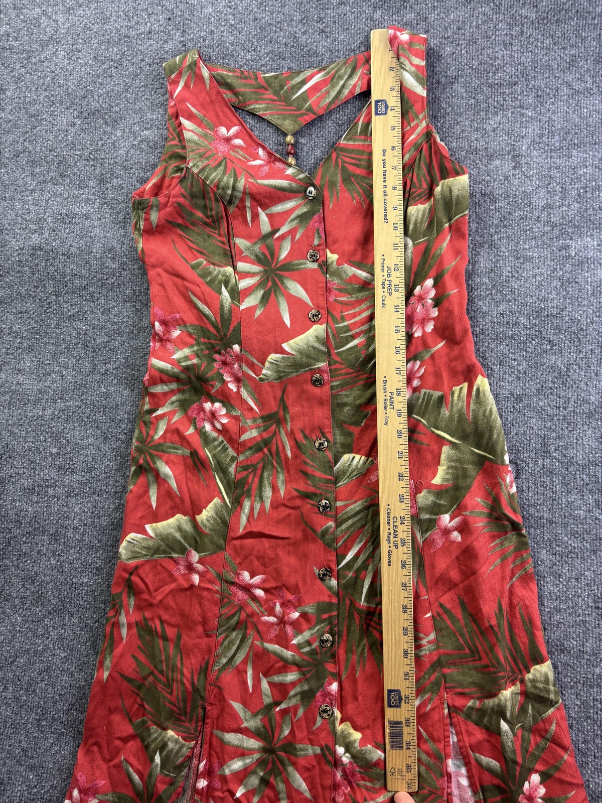 Bahama Beach Dress Womens Small Red Tropical Floral Button Front Midi Sundress