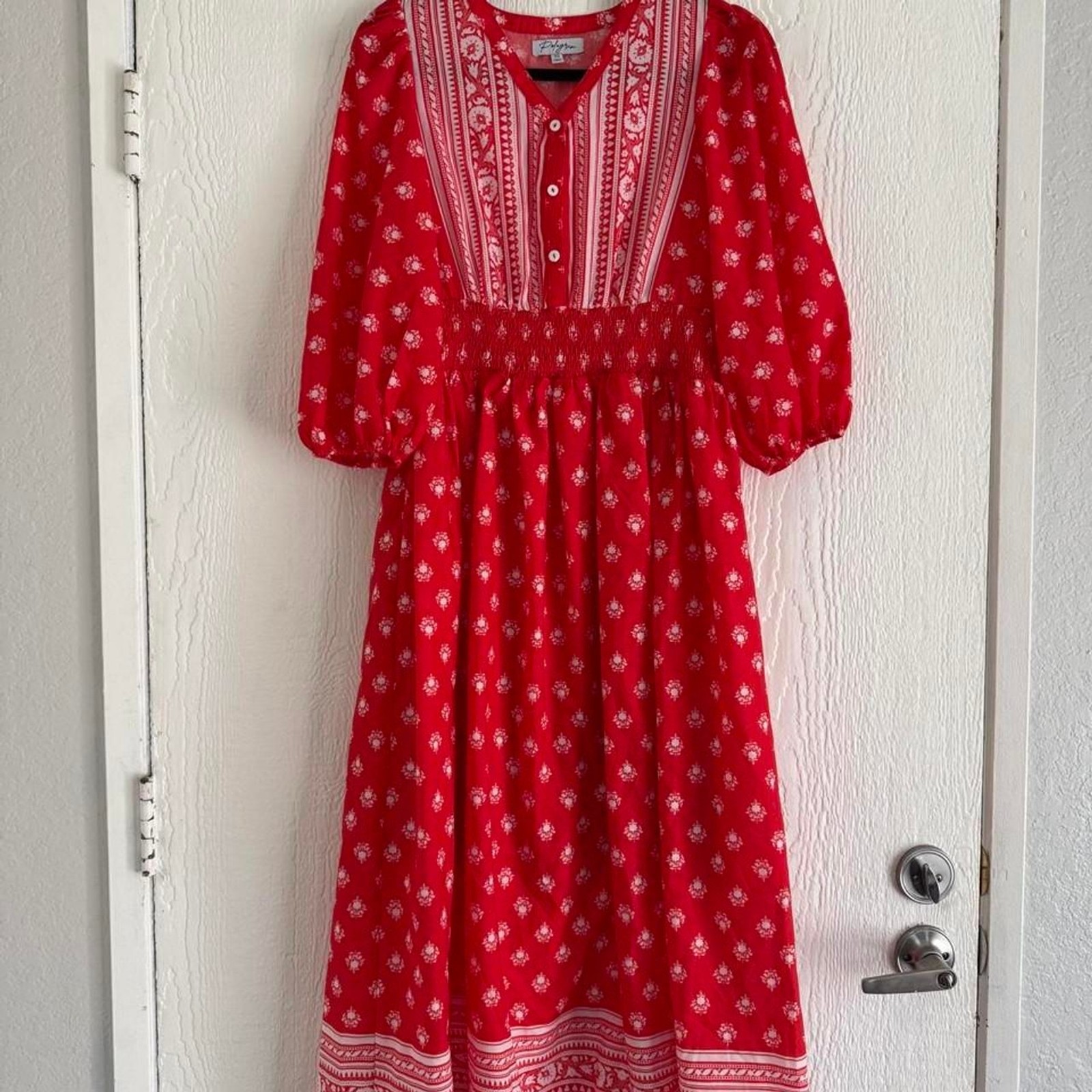 Polygram x Anthropologie Women’s Red and Orange Dress. Size XS