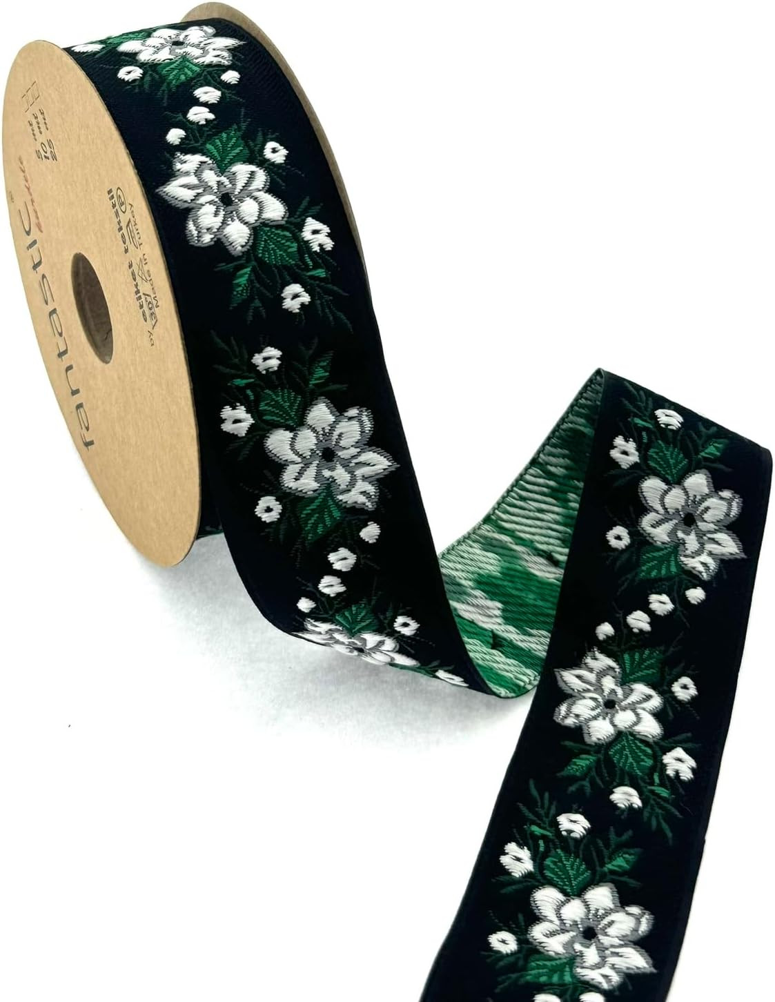 White and Black Designer Trim Floral Fabric for Dress Embellishment and Home De