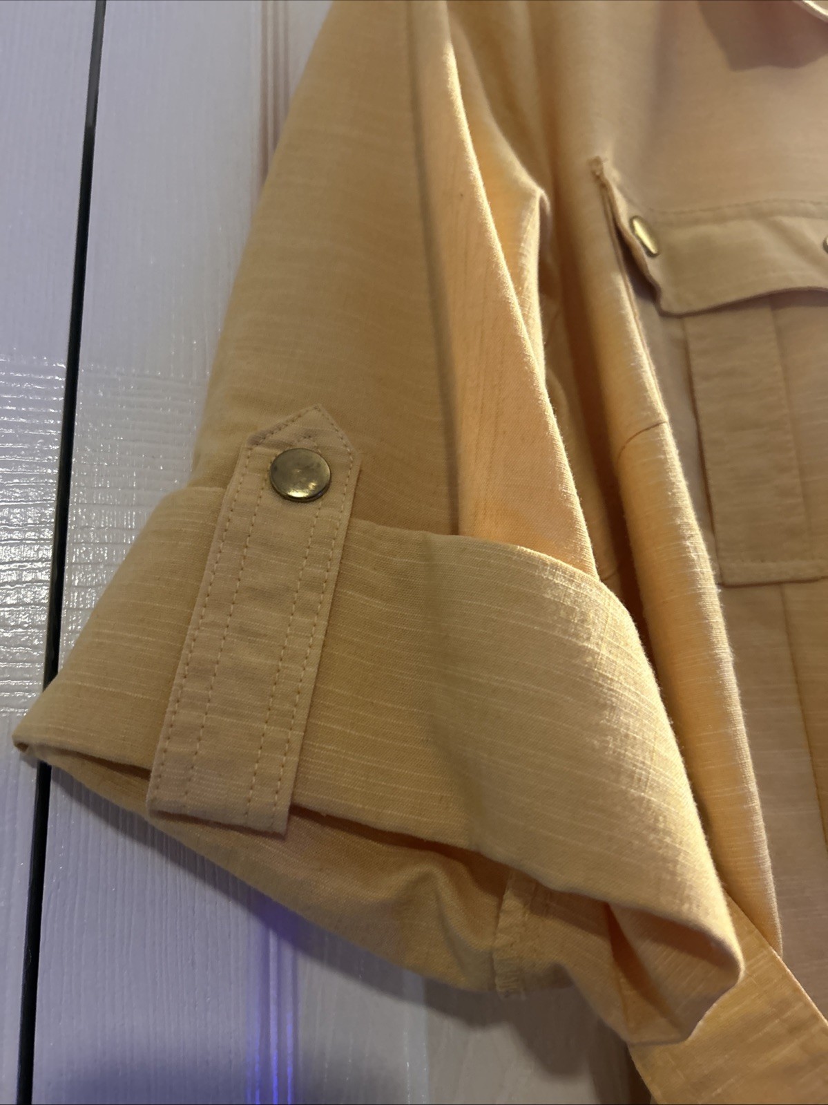 Sharagano Dress Yellow Roll Tab Sleeve Utility Career Belted New Size 16