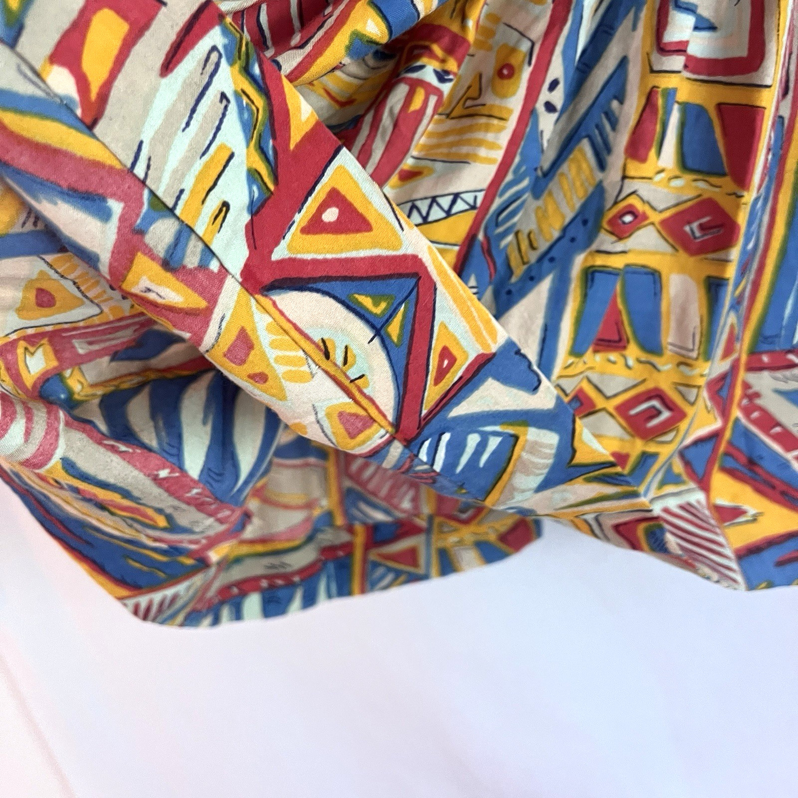 Vintage Adini Abstract Geometric Rayon Midi Dress Made India L Colorful 90s