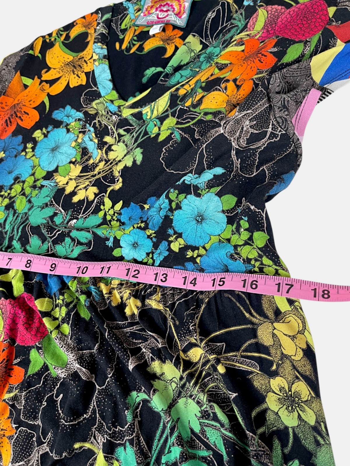 Johnny Was Nero Sequence Tiered Midi Dress Tea Length Floral Boho Sz S