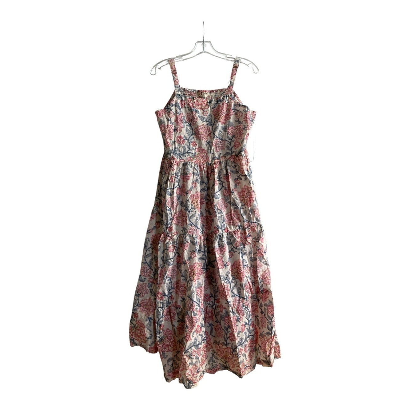 Bombay paisley Artisanal Painterly Floral Maxi Adjustable Strap Tiered Dress