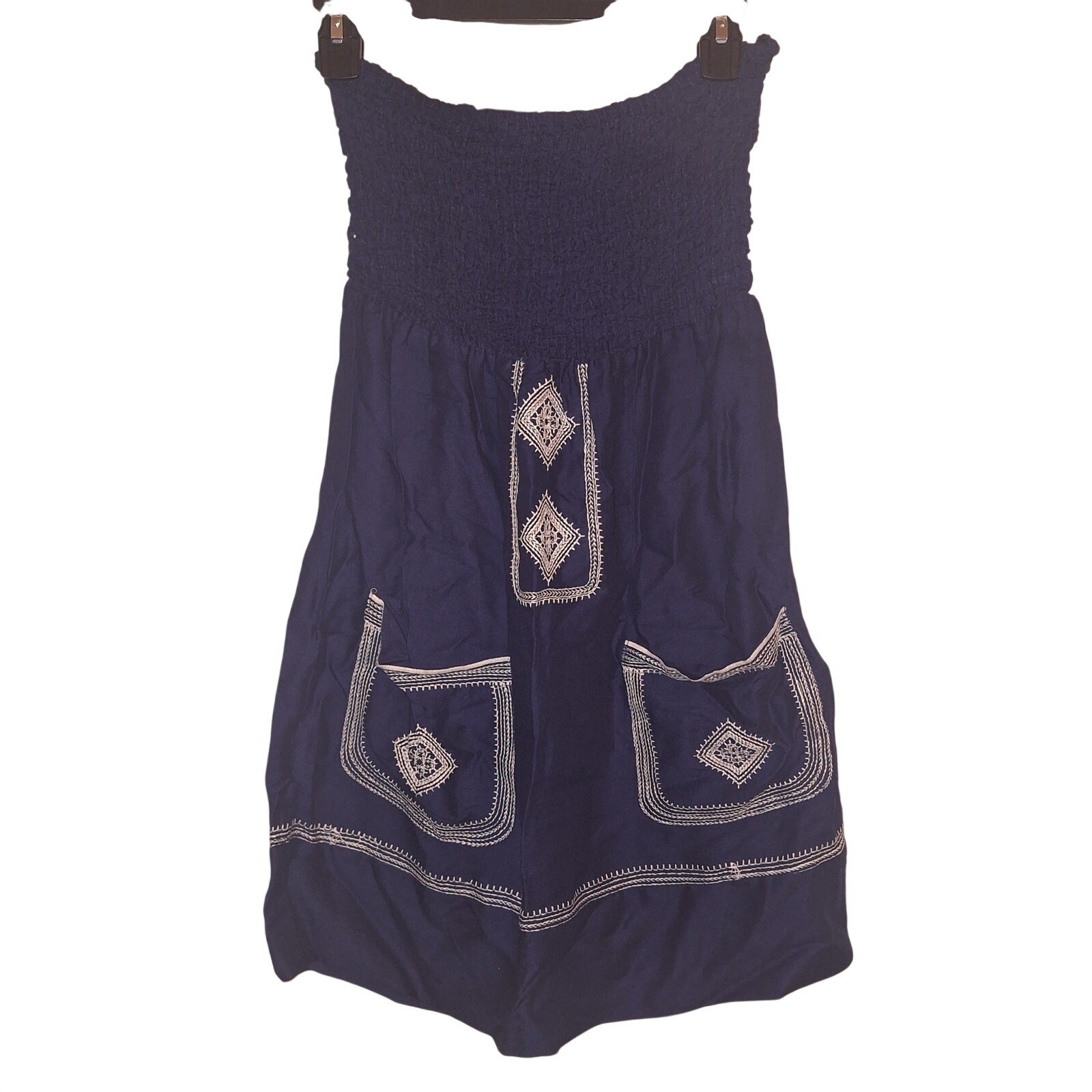 Vintage Havana Navy Blue Women’s Size Small Embroidered Sleeveless Dress Swim