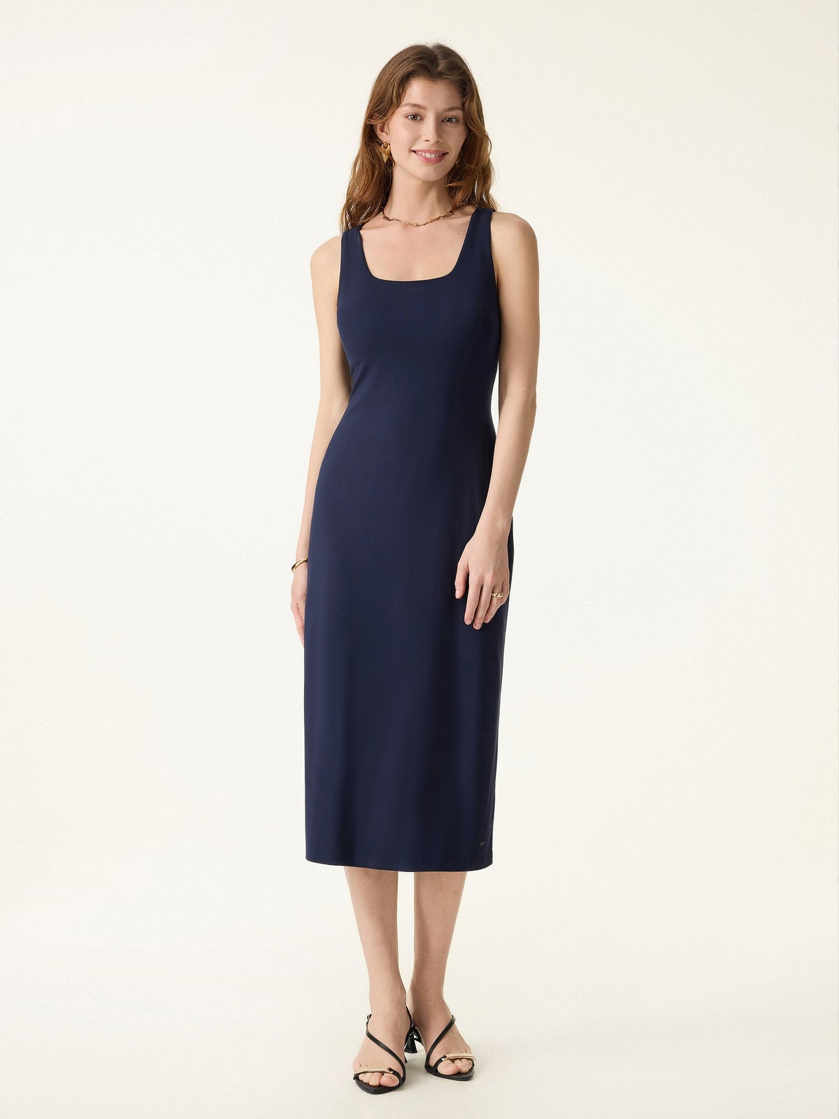 OGL Back Smoothing Bandless Square Neck Midi Bra Dress
