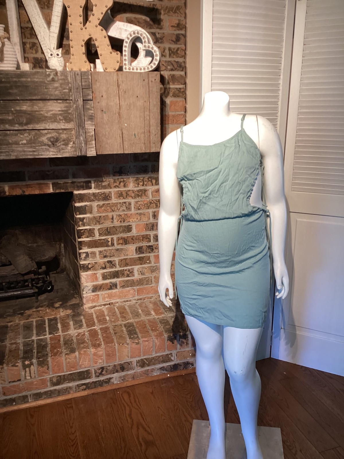NWT Forever 21 Misty Blue Side Cutout Mini Dress Size Small Spaghetti Strap