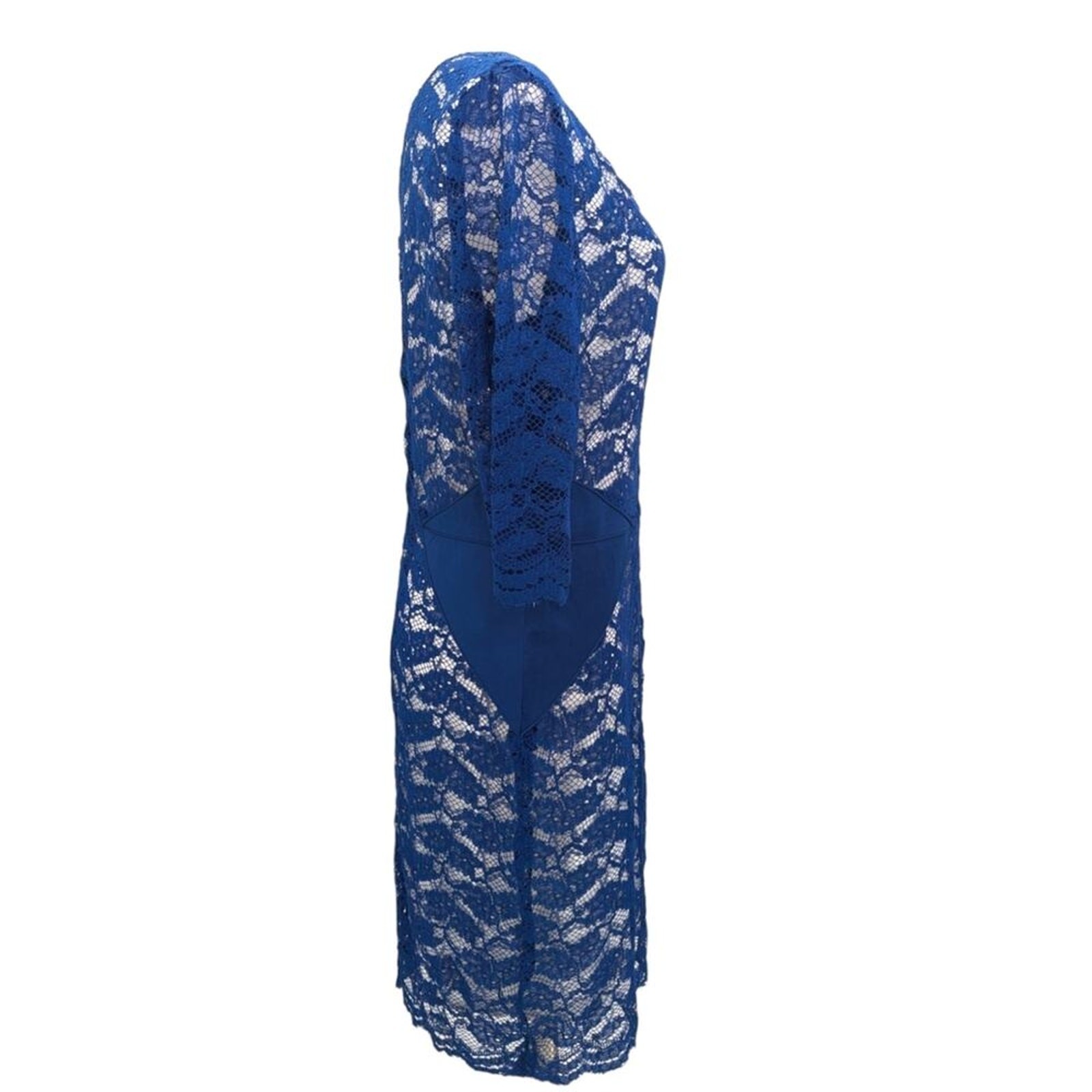 ANTONIO MELANI Navy Blue Lace Abelia Dress Formal Cocktail Size 14 New With Tags