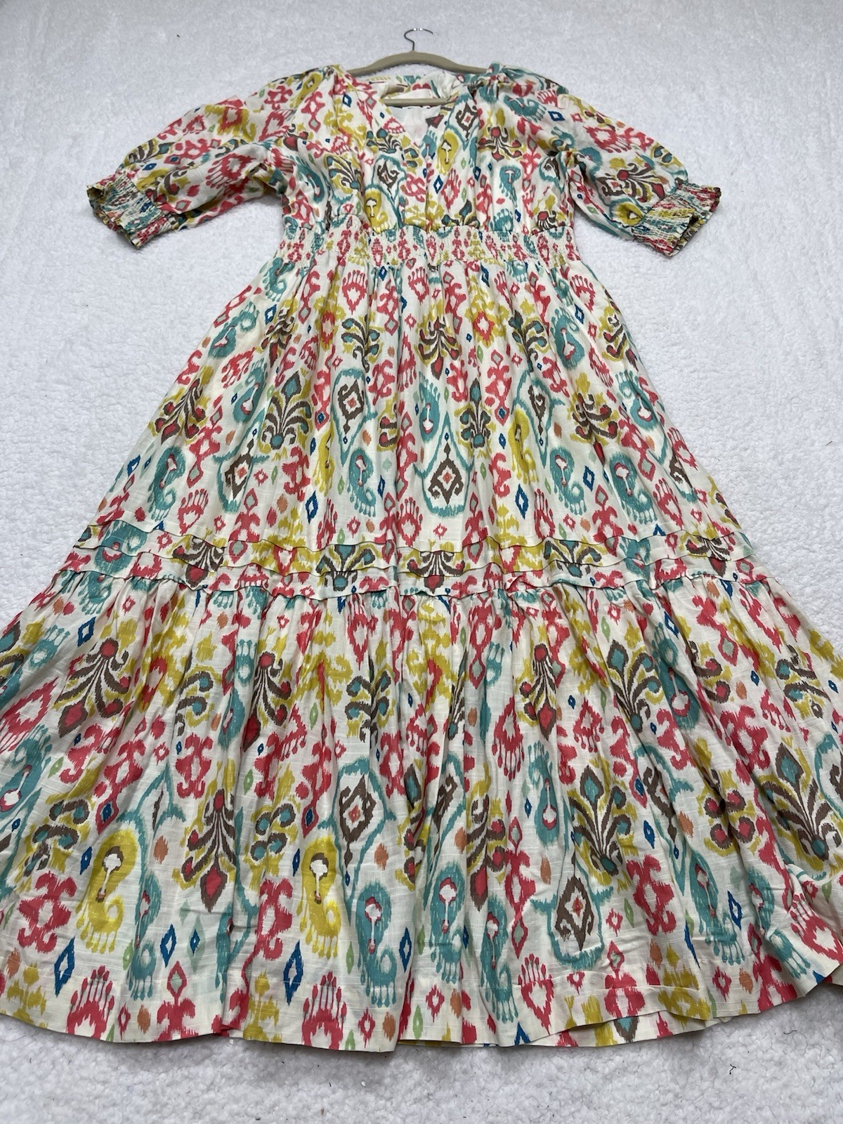 Anthropologie Midi Dress Women Felipa Ikat Printed Preppy Boho Size Large NWT