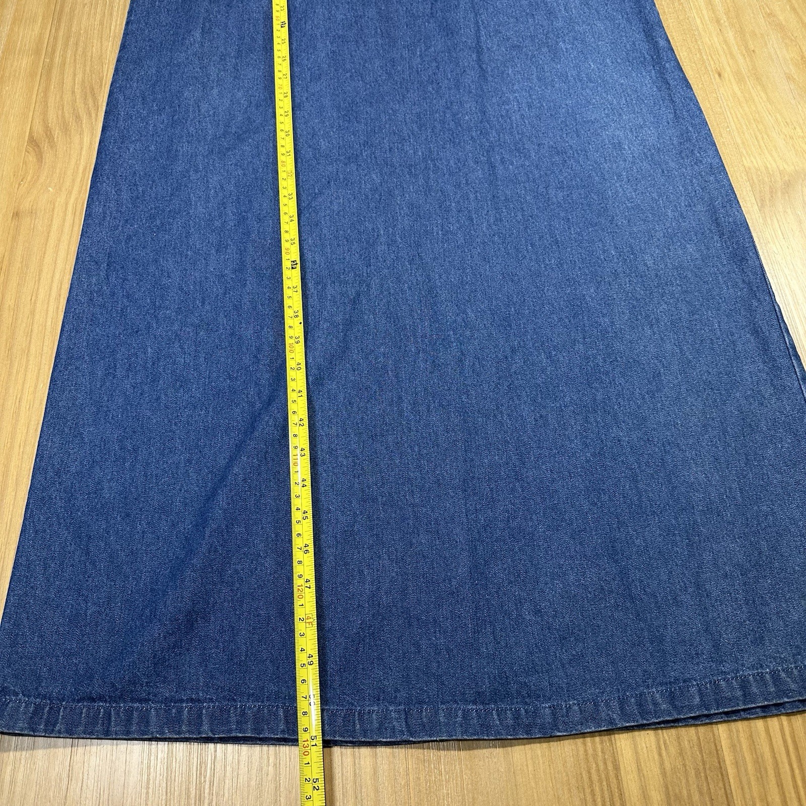 Premier International Embroidered Denim Jumper Dress MED Maxi Cottagecore