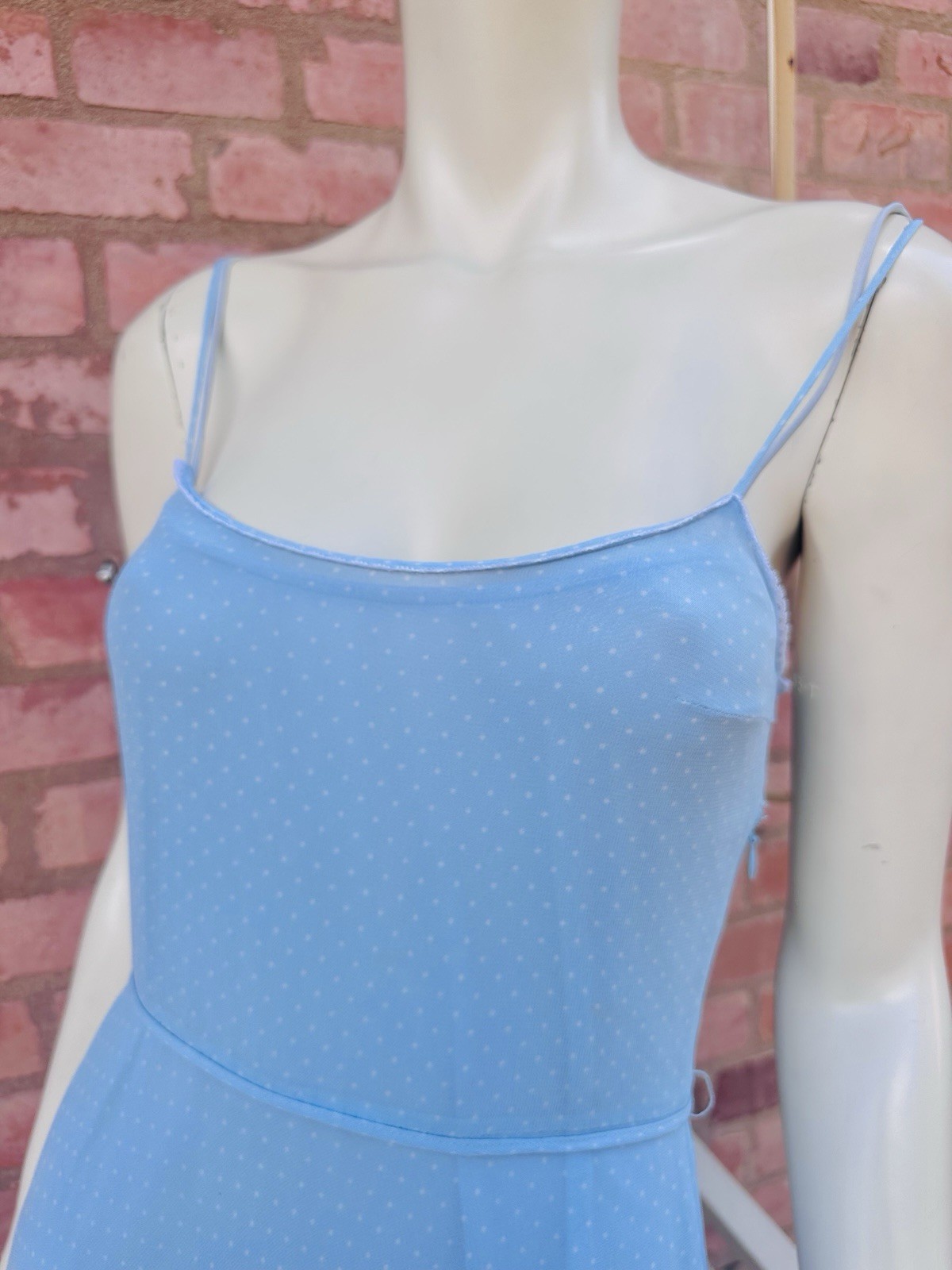Vintage 2000s BluGirl Blumarine Blue Polka Dot Rayon Slip Dress I40 Y2K Gem💎