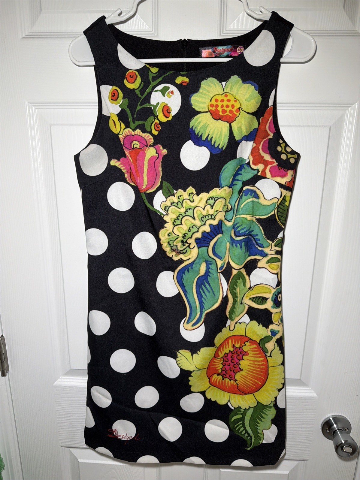 RARE Desigual Janet Dress Fall Winter 2014 Floral Dots Black EU 38 Womens US 6