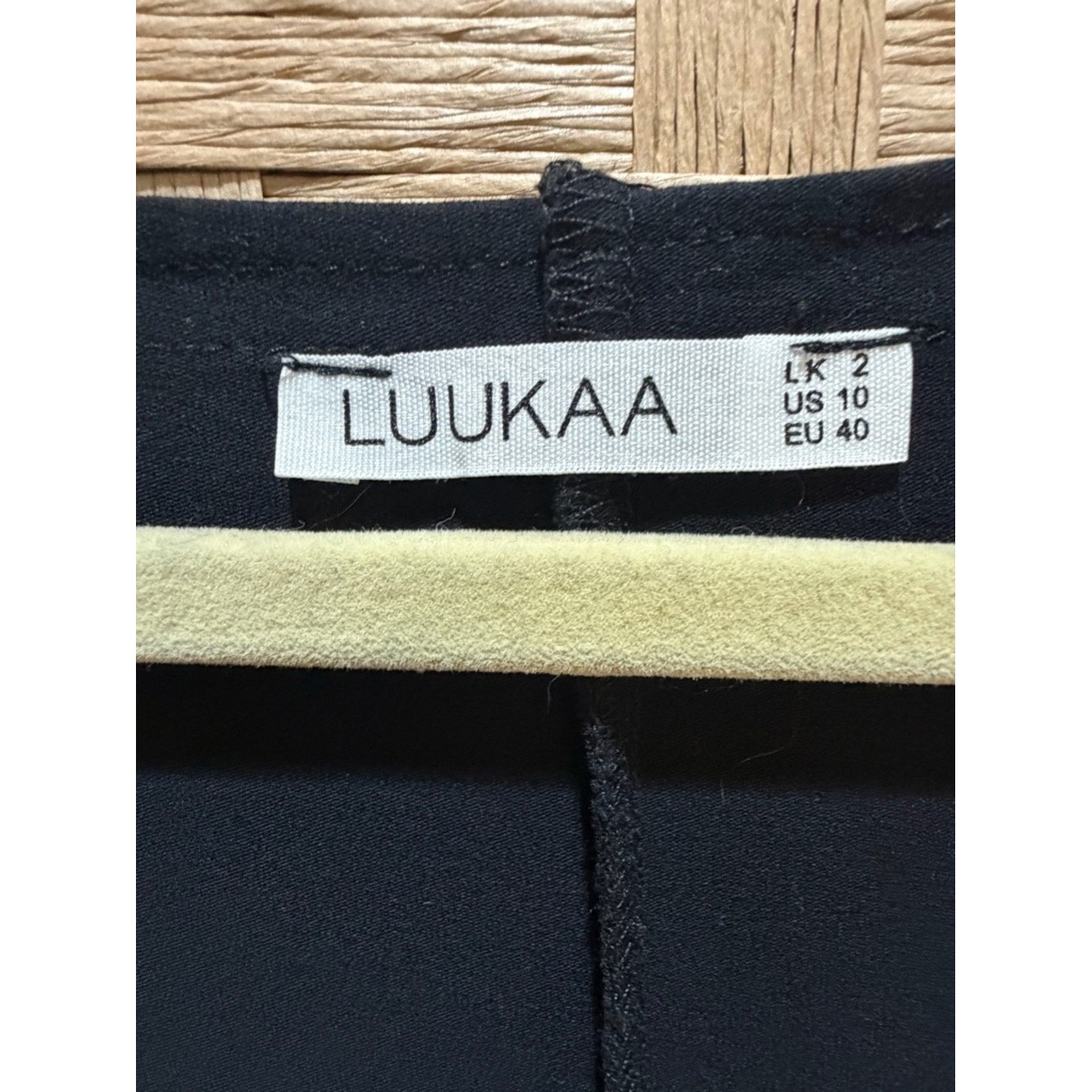 LUUKAA Black Maxi Dress Size 10 Sheer Hem Pockets Minimalist Luxe Sleeveless