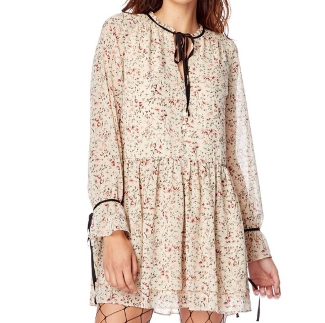 Lost + Wander Indie Sunday Floral Mini Dress Boho Cottagecore Size S