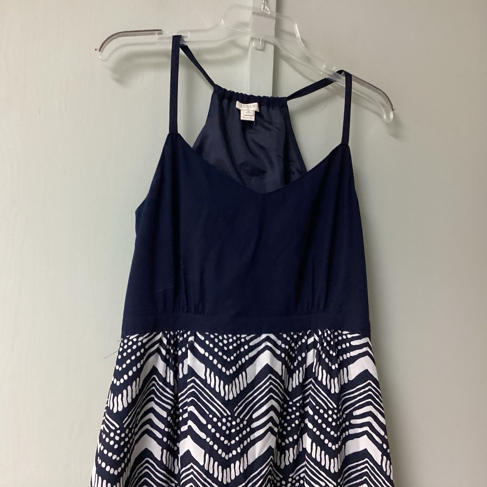 J. Crew Midi Dress Size 10 Petite Halter Polyester Slit Cut Side Zip Navy Lined