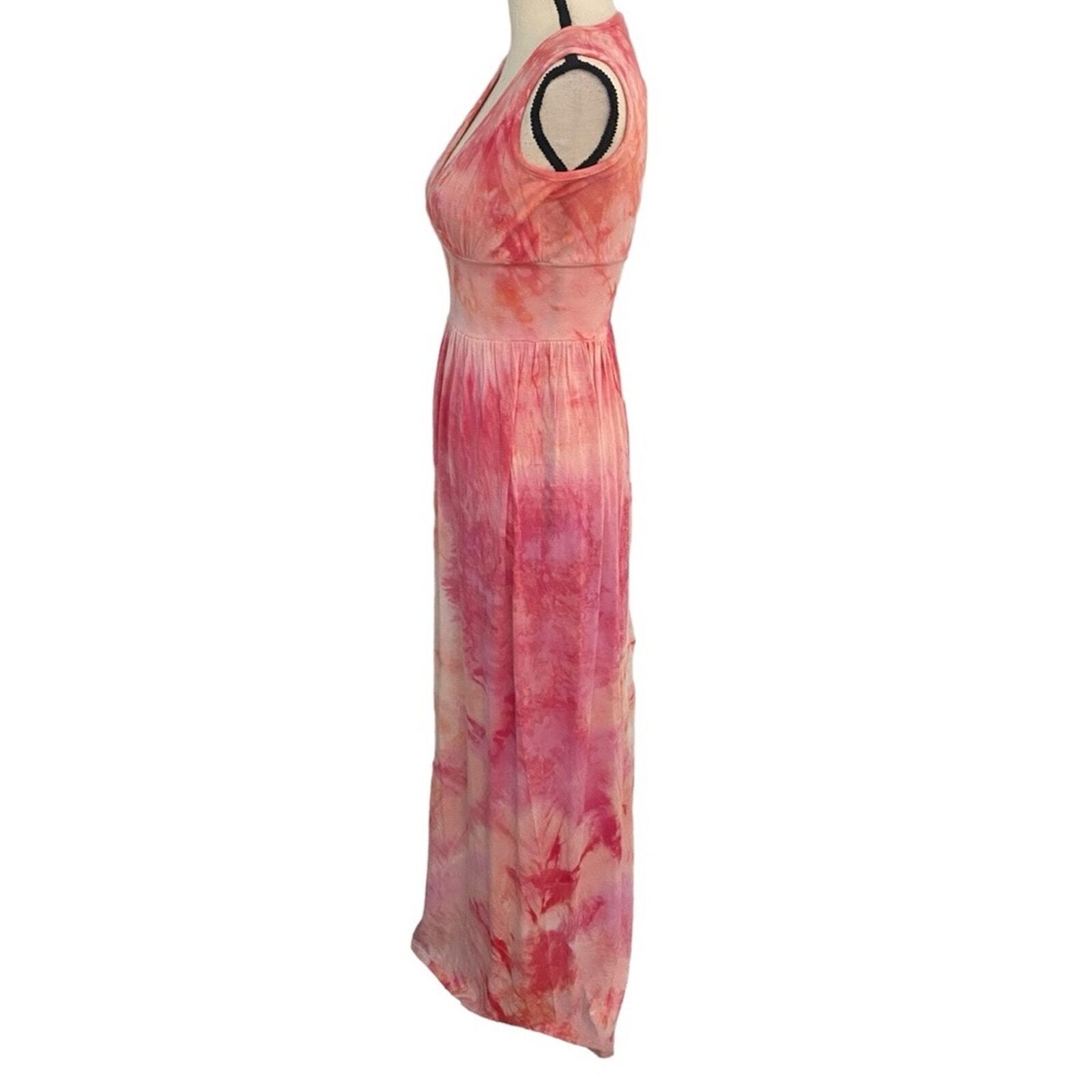 Love Tanjane Pink and Orange Tie-dye Maxi Dress Size Small Beach Resort Coastal