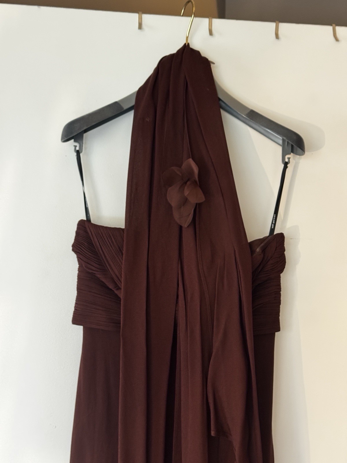 NWT Self-Portrait Brown Georgette Flower Maxi Dress Gown UK08/US4