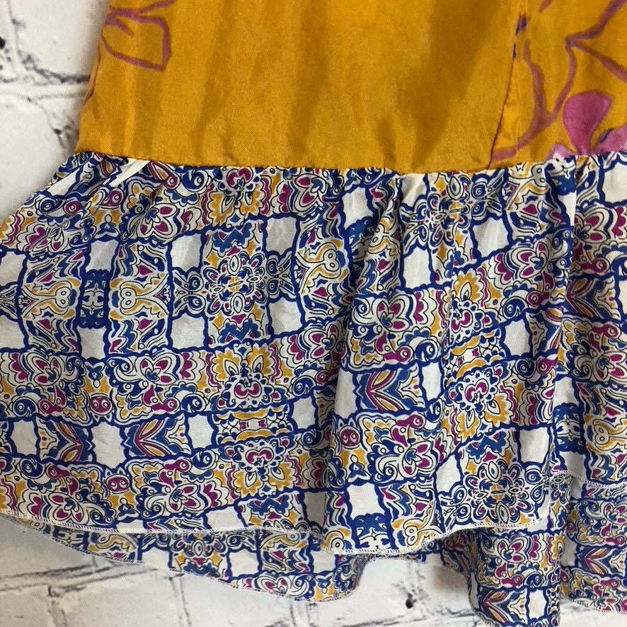 Anthropologie Vanessa Virginia Rainforest Silk Dress Size XS Yellow Floral