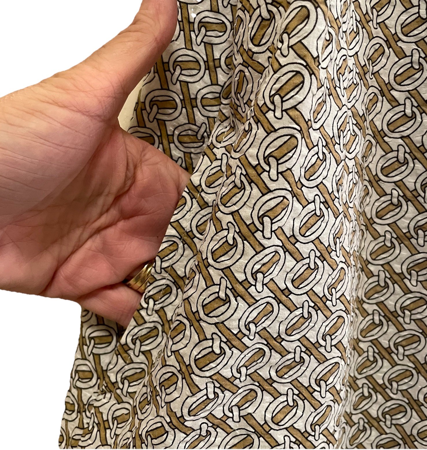 BOHO CHIC Cream/Tan Weaved Print Shirt Hem Collared Sleeveless Shirt Dress Sz XS