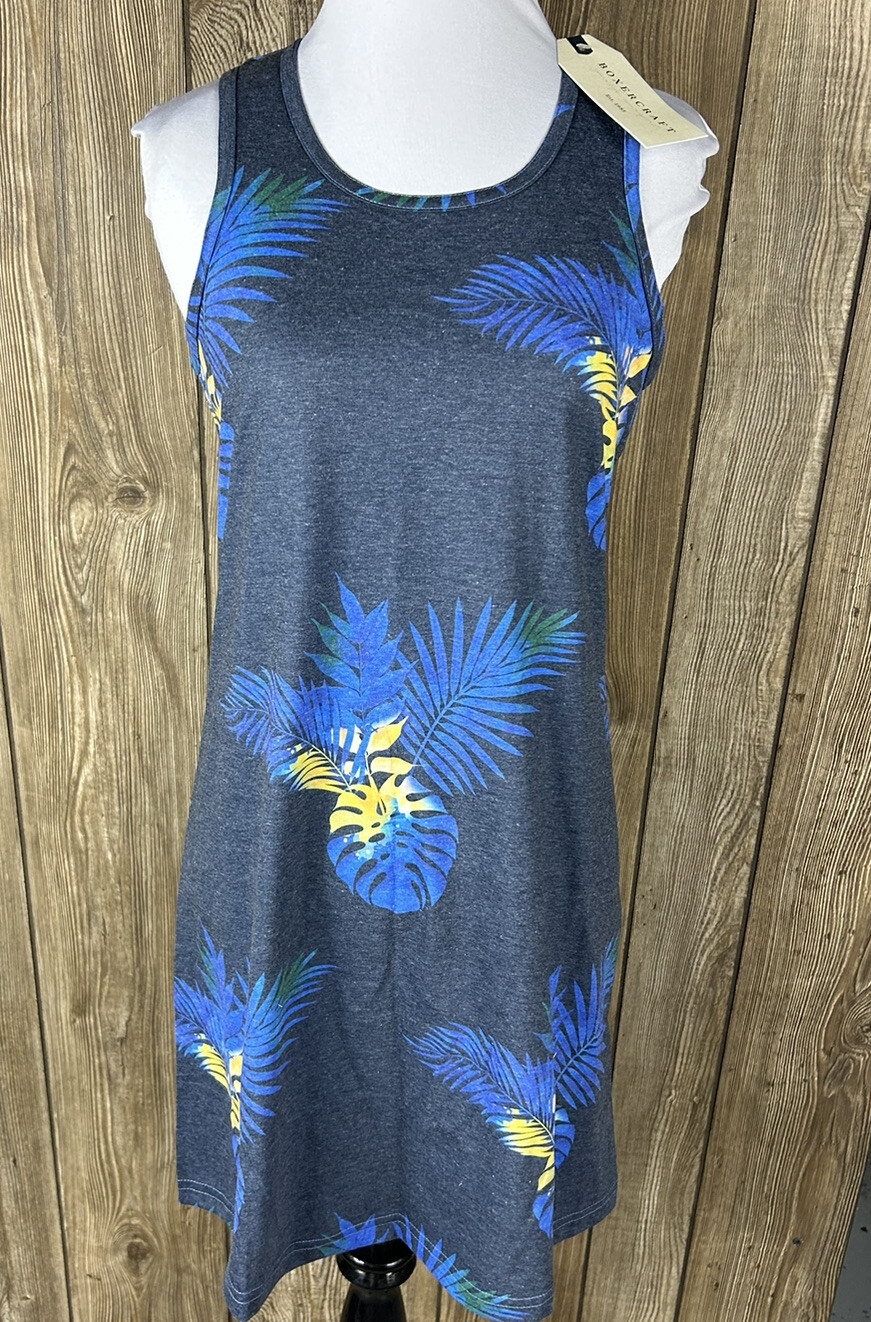 Boxercraft Women’s Gray Blue Yellow Floral Dress Size Small NWT