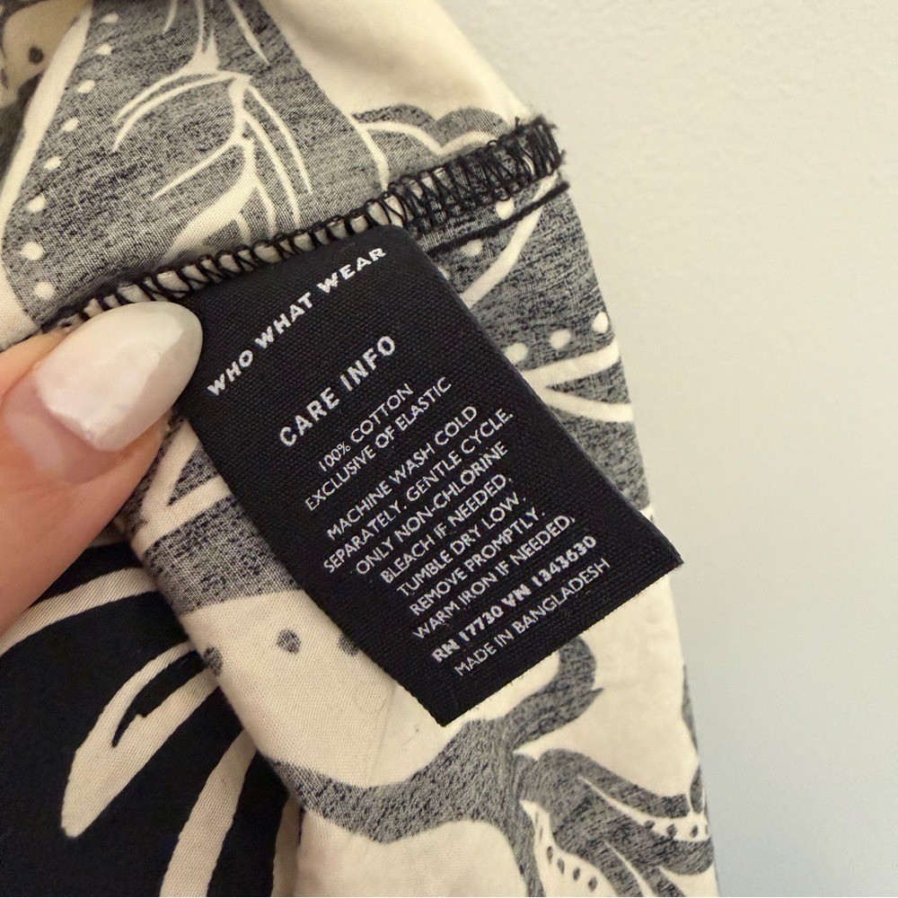 Who What Wear Batik Floral Burch Midi Dress Black & White