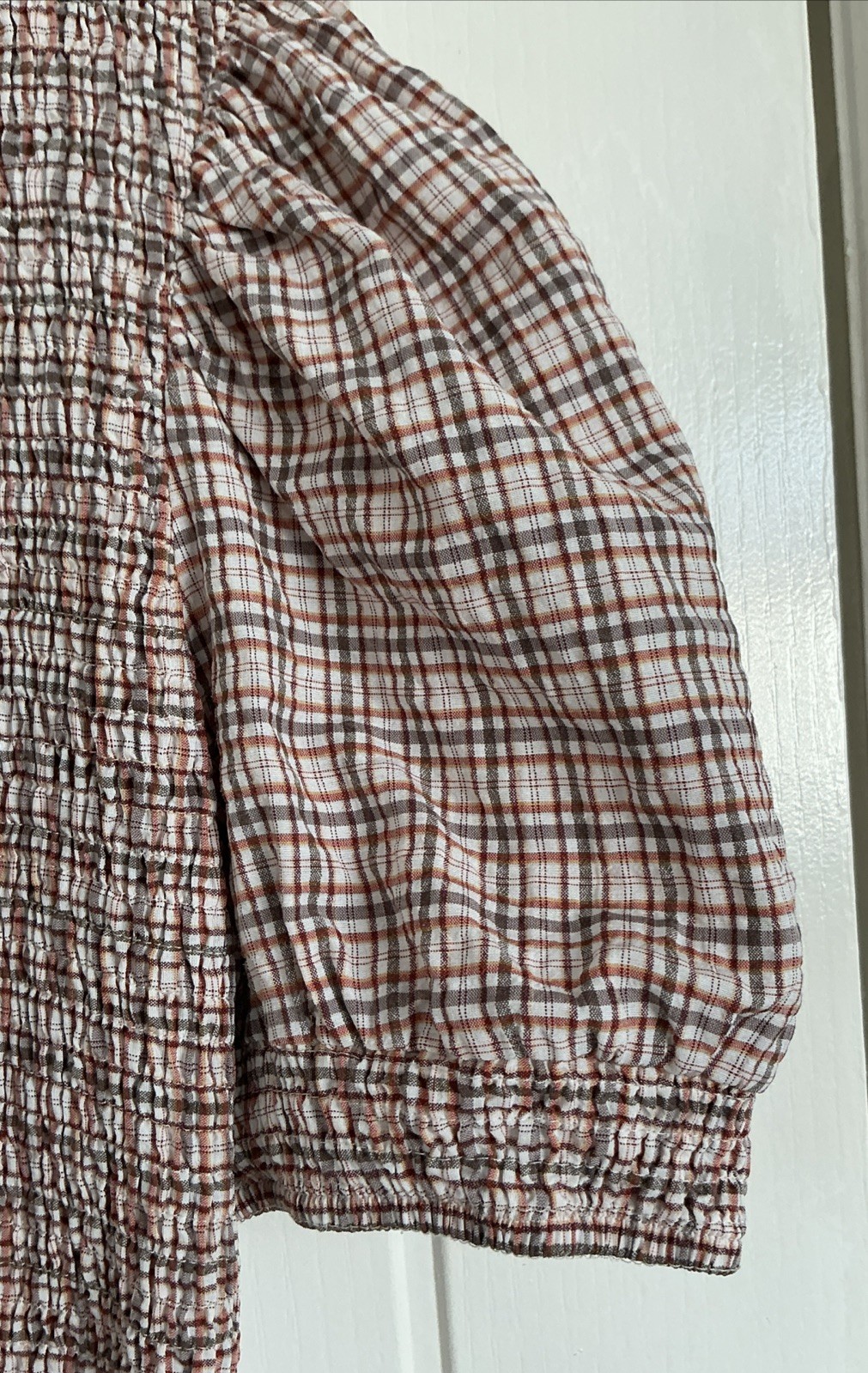 Anise JD Williams Summer S20 Milkmaid Gingham Style Dress Rust Brown and Grey Ex