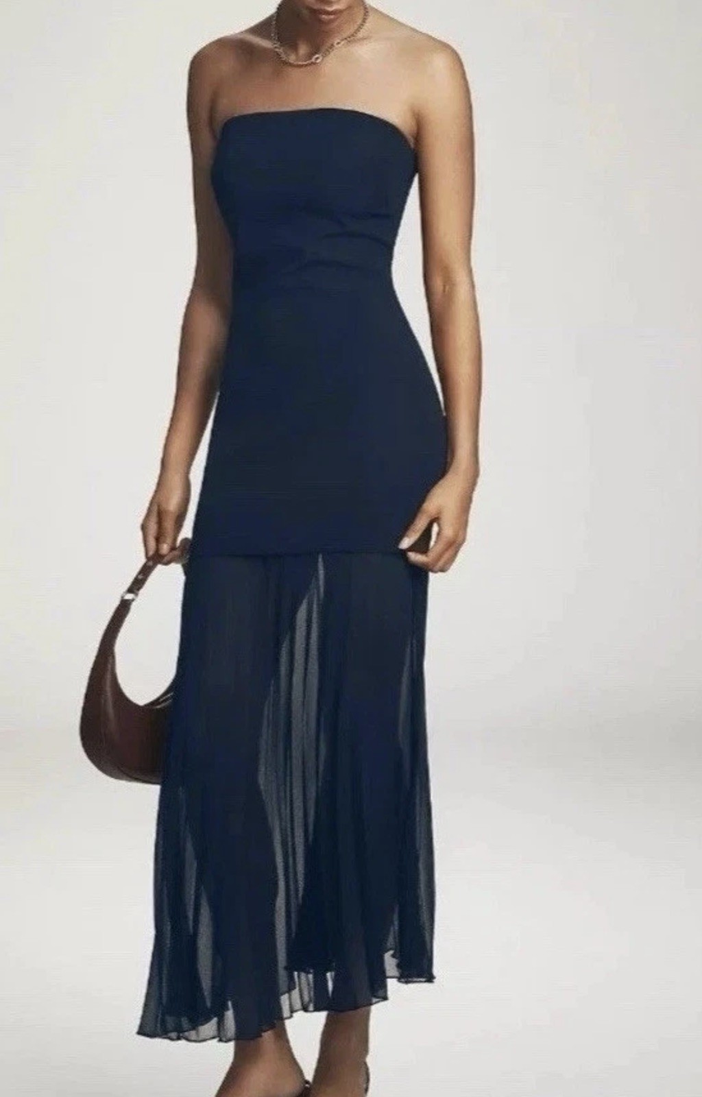 NWT anthropologie dress Petite M Strapless Twofer Pleated Midi Dress $168