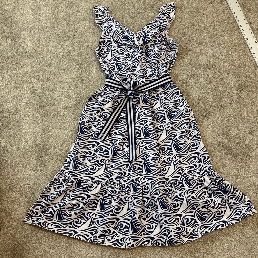 Vineyard Vines x Target medium ruffle belted nautical pockets dress D4 2469