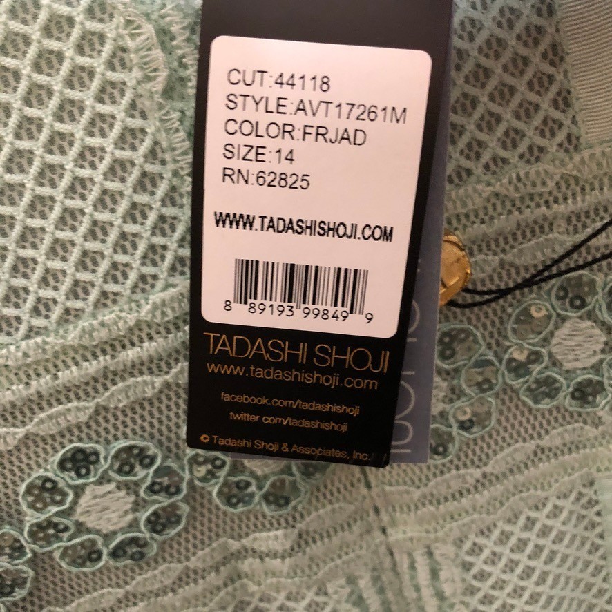 Tadashi Shoji Jade Green Lace Sequin Sheath Dress AVT17261M Size 14 NWT