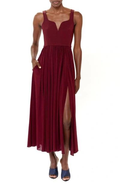 NEW, La Ligne Carey Stretch Crepe Dress In Burgundy Size L #D7717