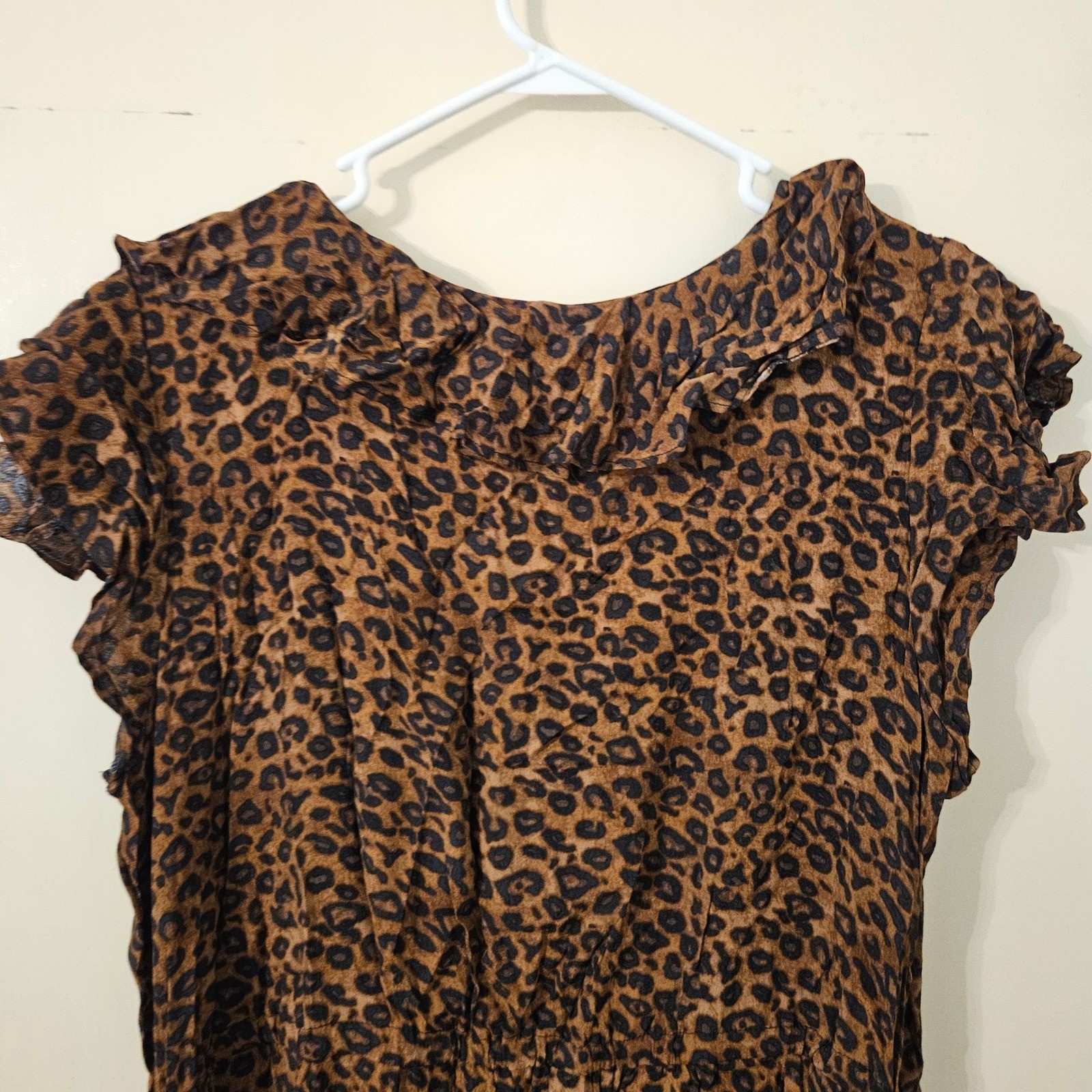 Time and Tru Womens Leopard Print Ruffle Midi Dress XL 16 18