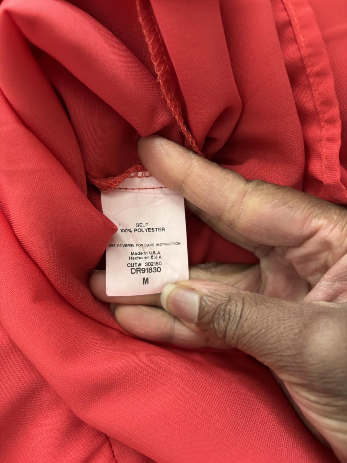 LUSH Dress Red V Neck Tunic Shift Button Roll Tab Women M Minimalist Classic USA