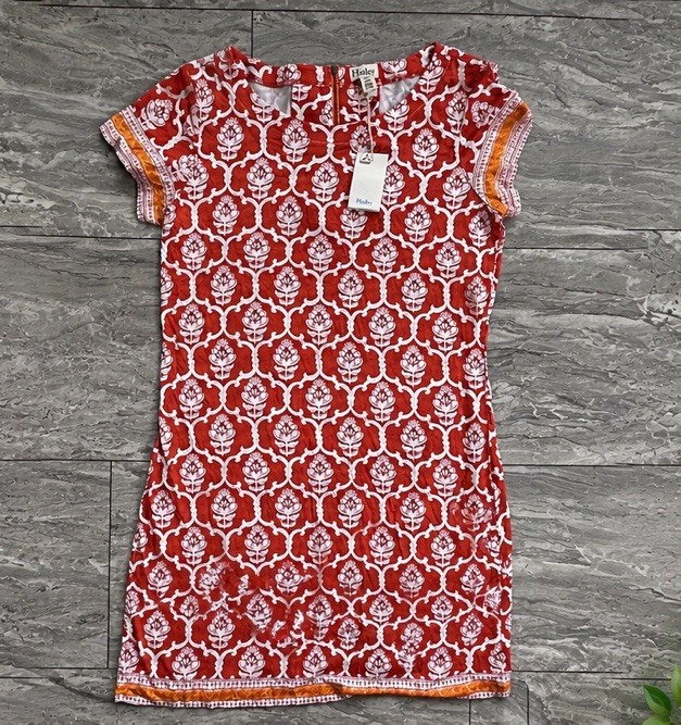Hatley Dress Short Sleeve Orange Floral Nellie Dress Size Medium NWT