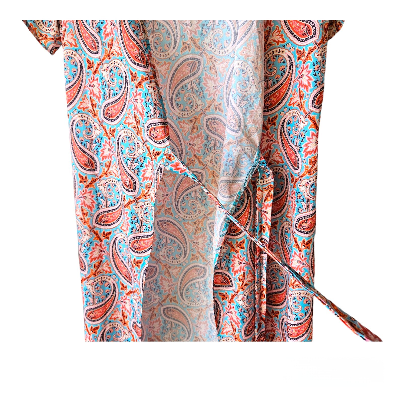 Casual Short Sleeve Printed Wrap Dress Midi Dress Size Medium