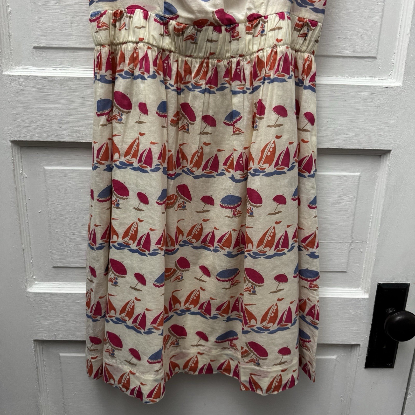 Boden Beach Print Sundress Women’s UK 8 US 4 Cotton Sailboat Midi Dress