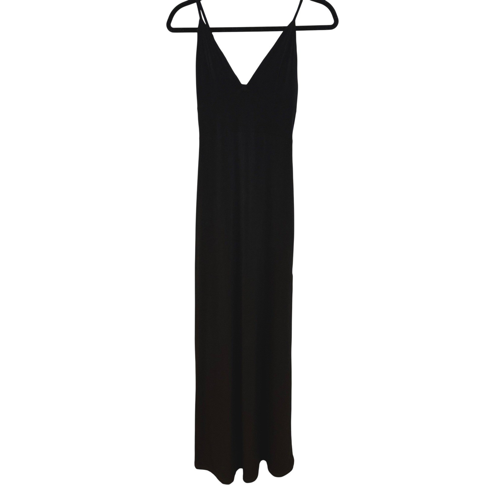 Lulus Black V-Neck Maxi Dress Adjustable Straps Side Slit XS Formal Gown Lined