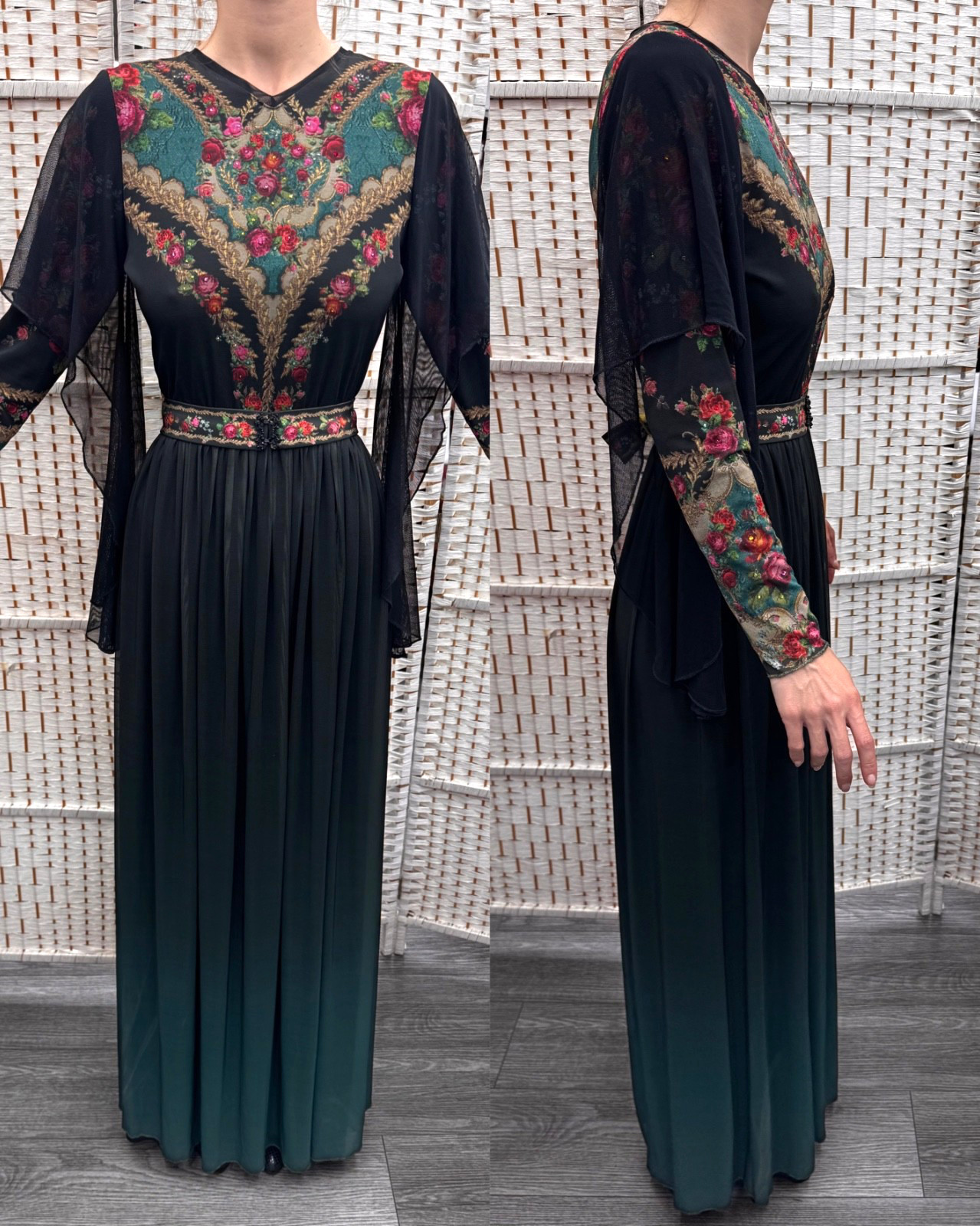 Negrin Elegant Full length Floral dress Size – S – NWT.